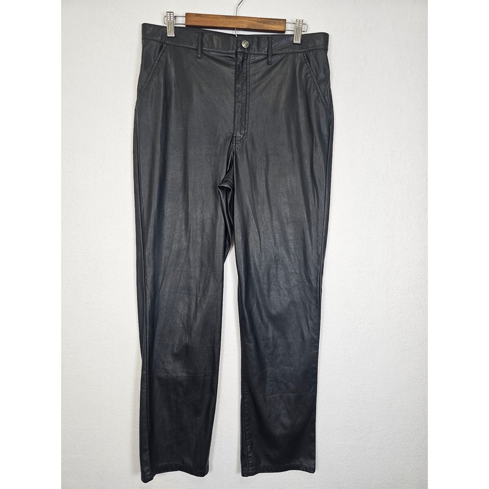 Sofia Jeans Eden Faux Leather Pants Womens 14 Black Super High Rise Straight Leg